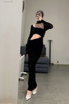 Un morceau velvet lace stitching waist details dress um231ls07 black PUM35